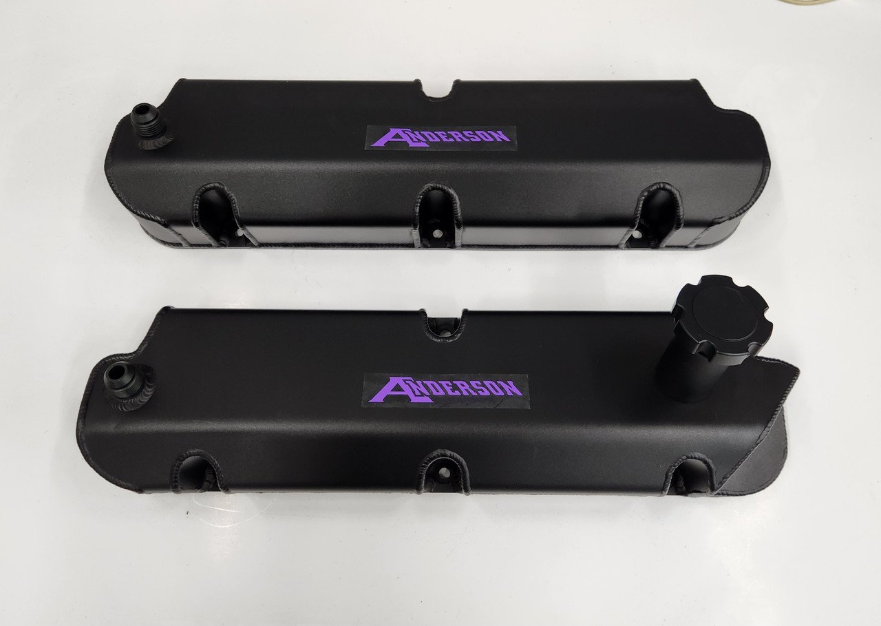 af 6582 d3 fabricated "short" valve covers for 86 93 mustang sc/turbo with ventilation for catch can (satin annodized black) af 6582 d3 fabricated "short" valve covers for 86 93 mustang sc/turbo with ventilation for catch can (satin annodized black)